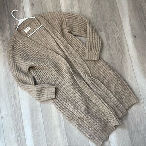 Baby Alpaca Cardigan wool chunky knit long womens Beige (small) cozy minimalist